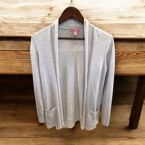 Lilly Pulitzer Women’s Ariela Cardigan Open Front Rolled Hem Light Purple Preppy